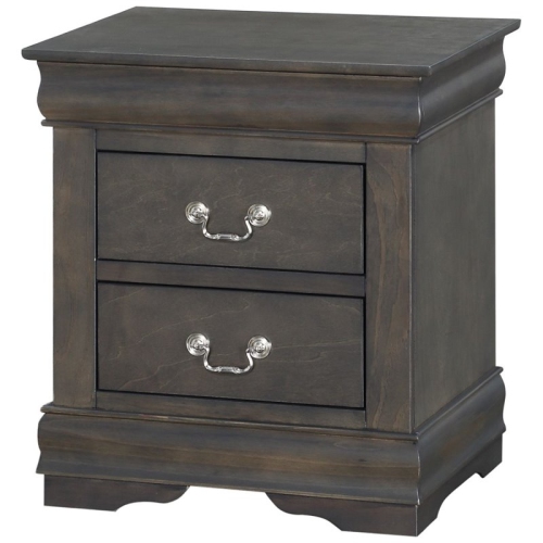 BOWERY HILL  Contemporary 2 Drawer Nightstand In Dark Gray