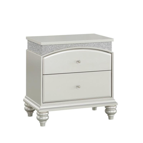 BOWERY HILL  Transitional 2 Drawer Nightstand In In Platinum