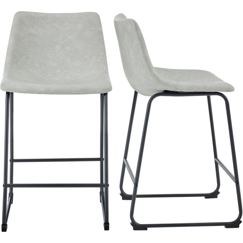 PEMBERLY ROW  24" Industrial Faux Leather Counter Stools In (Set Of 2) In Gray