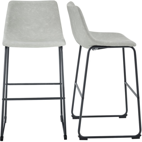 PEMBERLY ROW  30" Industrial Faux Leather Barstools In Gray (Set Of 2)