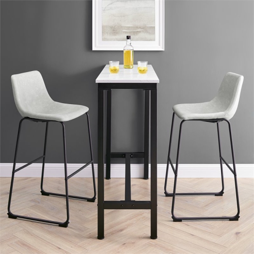 Pemberly Row 30" Industrial Faux Leather Barstools in Gray