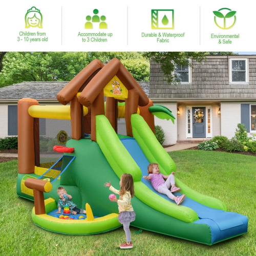 Château gonflable Jungle Bounce House pour enfants avec sac sans ventilateur