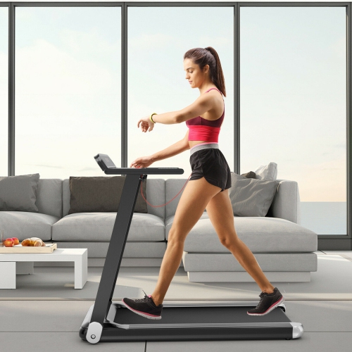 Folding Electric Compact Walking Treadmill with APP Control Speaker-Silver