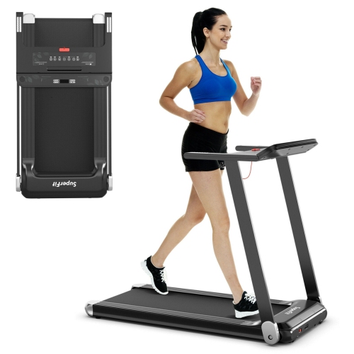 Folding Electric Compact Walking Treadmill with APP Control Speaker-Silver