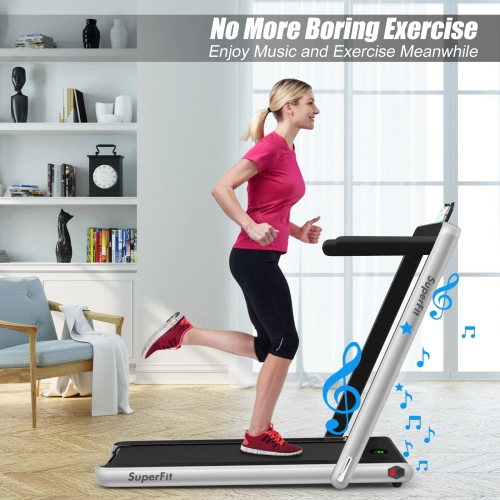 2 in 1 Folding Treadmill with Bluetooth Speaker Remote Control