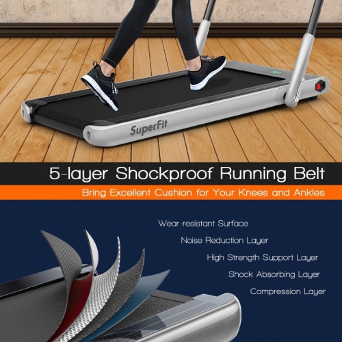 2.25 HP 2-in-1 Folding Walking Pad Treadmill with Remote Control and LED Display