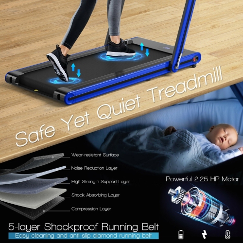 2-in-1 Folding Walking Pad Treadmill with Dual LED Display