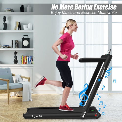 2 in 1 Folding Treadmill with Bluetooth Speaker Remote Control