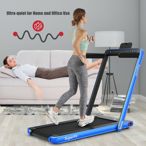 2-in-1 Electric Motorized Health and Fitness Folding Treadmill with Dual Display