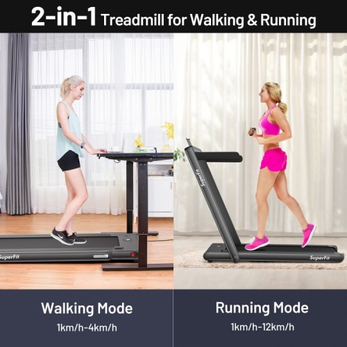 2-in-1 Folding Walking Pad Treadmill with Dual Display and App Control