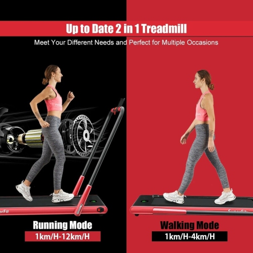 2.25 HP 2-in-1 Folding Walking Pad Treadmill with Remote Control and LED Display