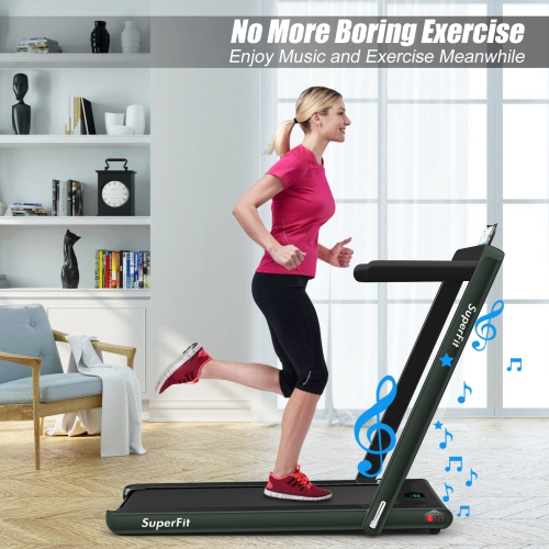 2 in 1 Folding Treadmill with Bluetooth Speaker Remote Control