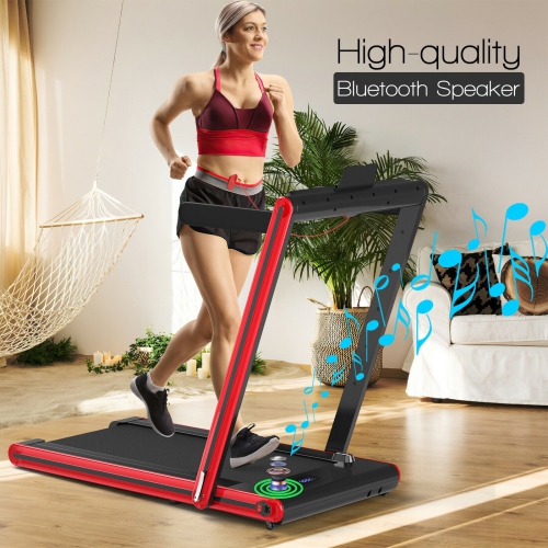 2-in-1 Folding Walking Pad Treadmill with Dual LED Display