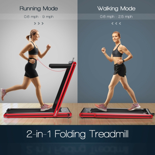 2-in-1 Folding Walking Pad Treadmill with Dual LED Display