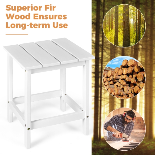 Costway 3PCS Patio Adirondack Chair Side Table Set Solid Wood Garden Deck White