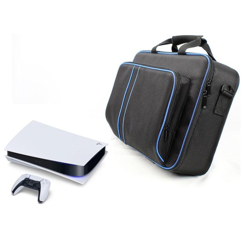 navor Compatible with PS5 & PS5 Slim Storage Bag, Console and Controller Travel Carrying Case for PlayStation Accessories -Black & Blue