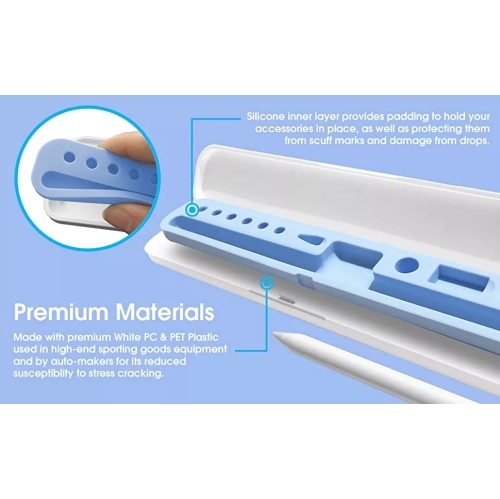 Compatible avec le stylet Apple Pencil de 1re/2e génération, la boîte de rangement avec support pour crayon et d’autres emplacements pour stylet,