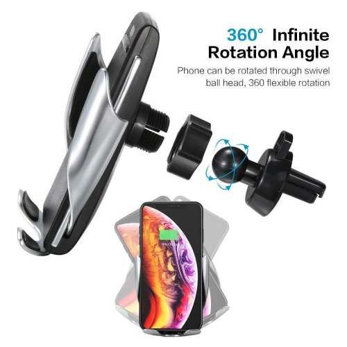 SuperGooDeal – Support de téléphone intelligent à ouverture/verrouillage automatique, chargeur sans fil Qi pour l’auto