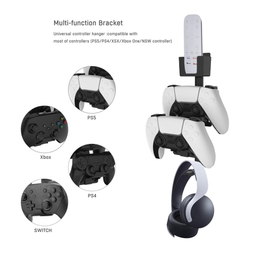 Mcbazel Gamepad Controller & Headset Wall Mount Hanger for PS5/PS4, Universal Headphone and Controller Holder Headphone Stan