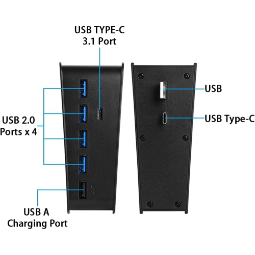 5 Port USB Hub for PS5, USB C Hub High-Speed Expansion Charger USB Extender for Playstation 5 Console