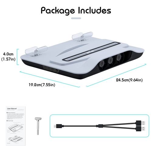 Wigearss Charging Cooling Stand for PS5 Charging Dock with 3 Speed Levels Cooling System for PS5 UHD and Digital Edition Con