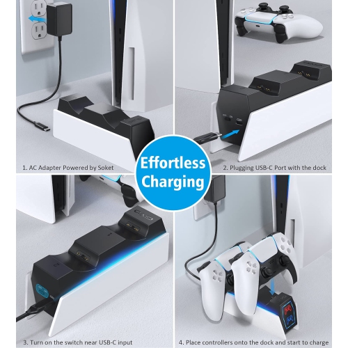 PS5 Controller Charger, OIVO PS5 Charging Station for Dualsense Controller, PS5 Controller Charger Station with Fast Chargin