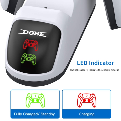 NexiGo Dobe Upgraded PS5 Controller Charger, Dual Charing Station with LED Indicator, High Speed, Fast Charging Dock for Pla