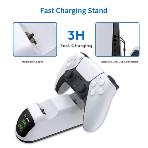 NexiGo Dobe Upgraded PS5 Controller Charger, Dual Charing Station with LED Indicator, High Speed, Fast Charging Dock for Pla