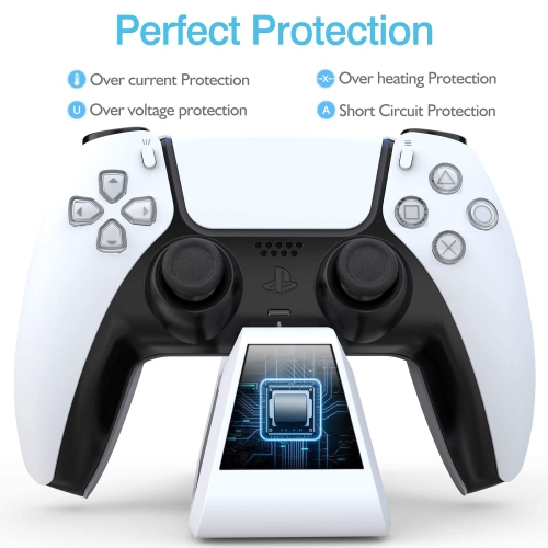 Chargeur de manette PS5 2.6A Super charger, station de chargement rapide DualSense pour PS5 compatible avec Playsta de Sony
