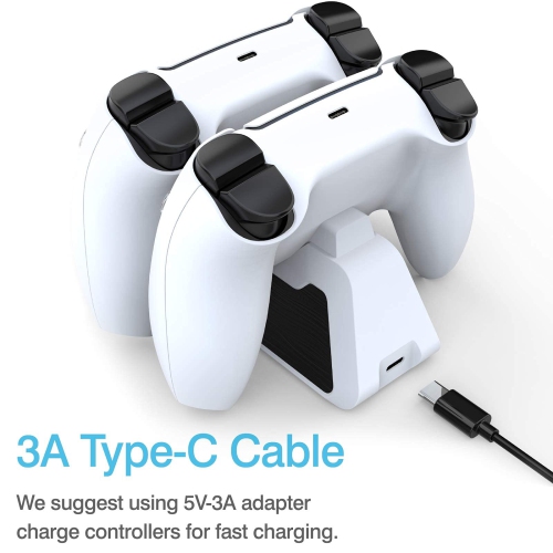 Chargeur de manette PS5 2.6A Super charger, station de chargement rapide DualSense pour PS5 compatible avec Playsta de Sony