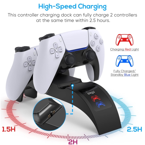 Station de chargement de manette pour PS5, accessoires de station de recharge pour manette DualSense de PS5, console MENEEA pour PlayStation 5