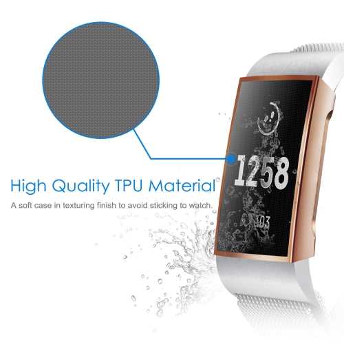 3 Pack Fintie Screen Protector Compatible with Fitbit Charge 3 / Charge 4, Soft Slim TPU Plated Case Cover Full-Around Prot