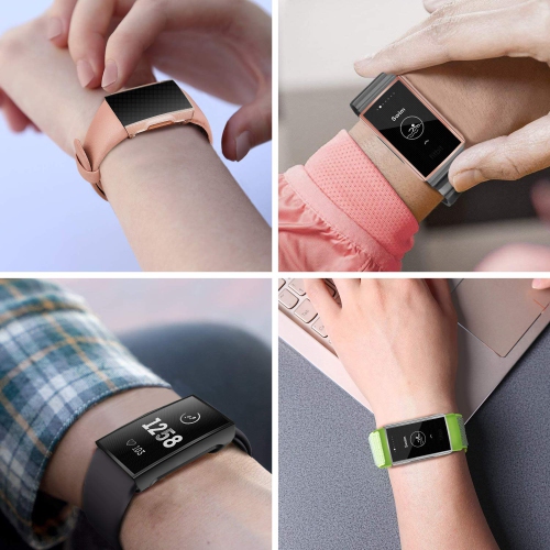 3 Pack Fintie Screen Protector Compatible with Fitbit Charge 3 / Charge 4, Soft Slim TPU Plated Case Cover Full-Around Prot