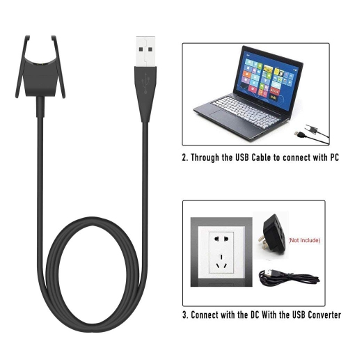 Compatible with Fitbit Charge 3 / Charge 4 Charger Cable, 3.3ft USB Charging Cable Clip Charger Cord Station Holder Cradle D