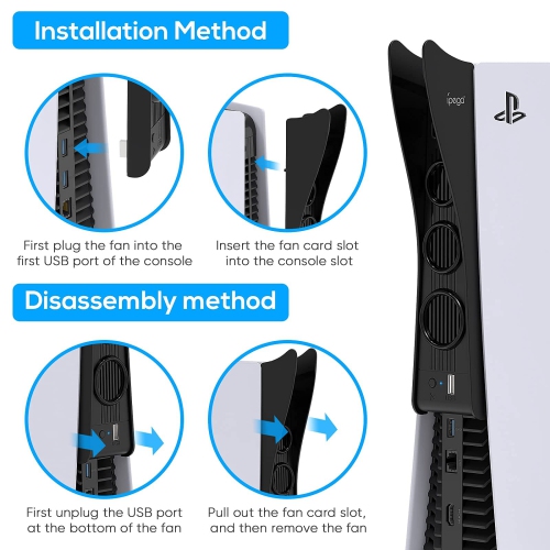 2-in-1 Cooling Stand Compatible with PS5, YUANHOT Accessories Kit Vertical Stand with Controller Charging Station Within 2.5