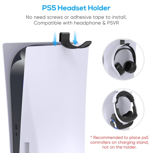 2-in-1 Cooling Stand Compatible with PS5, YUANHOT Accessories Kit Vertical Stand with Controller Charging Station Within 2.5