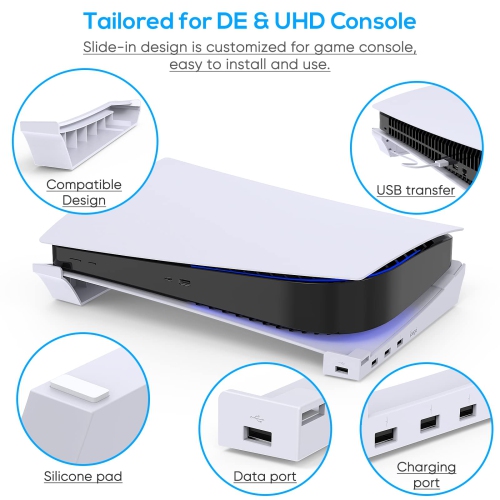 Support horizontal pour console PS5 avec port de chargement USB, support FYONUNG compatible avec PlayStation 5 et Édition numérique