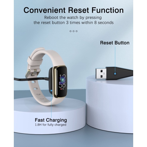 MoKo 2-Pack Charger Cable Compatible with Fitbit Charge 5 / Fitbit Luxe Fitness and Wellness Tracker, 3.3FT Replacement USB