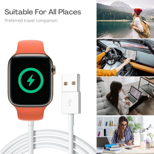 Câble de chargement USB magnétique de 3.3&nbsp;pi pour Apple Watch SE/11/10/9/8/7/6/5/4/3/2/1 Ultra/Ultra2, pour 38&nbsp;mm à 49&nbsp;mm iWatch.