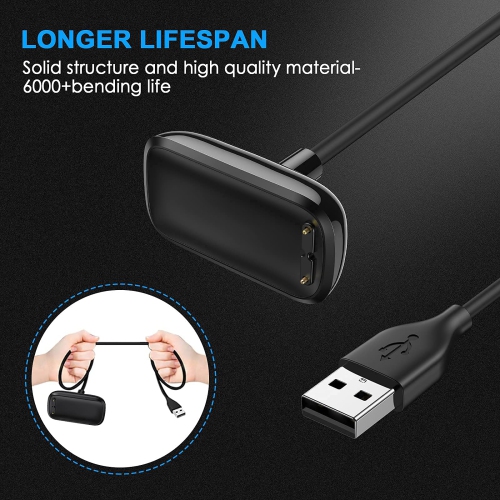 2 Pack Charger Cable Compatible with Fitbit Charge 6, Charge 5, Luxe – 3.3Ft Replacement USB Fast Charging Cable Dock Stand, Durable Magnetic Power