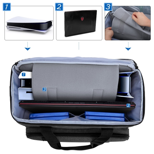 Carrying Case Compatible with PS5, PS4, PS4 Pro, Xbox Series S, Xbox One/One S/One X and Xbox 360, Travel Bag for Game Console, Controller, Disks,