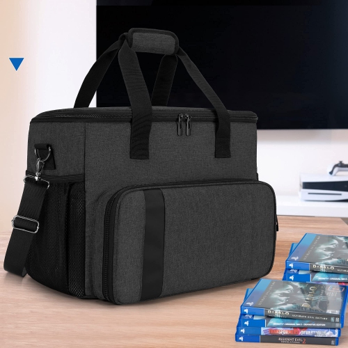 Carrying Case Compatible with PS5, PS4, PS4 Pro, Xbox Series S, Xbox One/One S/One X and Xbox 360, Travel Bag for Game Console, Controller, Disks,