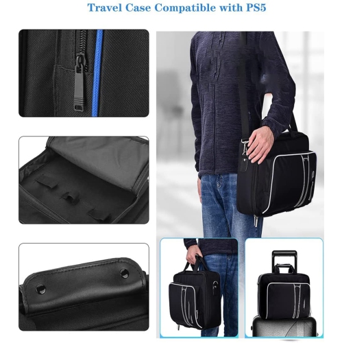 Lelukee PS5 Carrying Case Bag, Shockproof Game System Protective Travel Case for Playstation 5 Console and Accessories