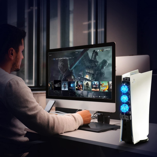 PS5 Cooling Fan with LED Light, PS5 Accessories Cooler Fan for Playstation 5 Digital & Disc Edition Console