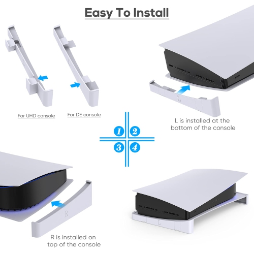 Support horizontal pour console PS5, base d’accessoires MENAEE pour PS5 compatible avec disque PlayStation 5 et éditions numériques