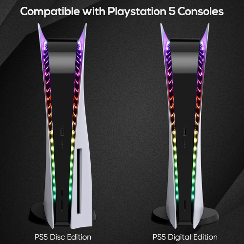 RGB Light Strip for PS5, MENEEA USB LED Light Bar for PlaySation 5 Console with IR Remote, DIY Lamp Strips Kit for PS5 Decor