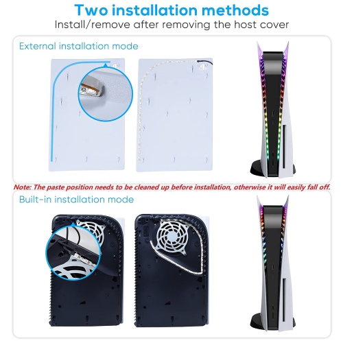 RGB Light Strip for PS5, MENEEA USB LED Light Bar for PlaySation 5 Console with IR Remote, DIY Lamp Strips Kit for PS5 Decor