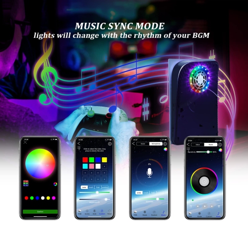 Bande lumineuse DEL RVB pour console PlayStation 5, bande lumineuse DEL BFUNCO 5050, 8 couleurs 400 effets, synchronisation de la musique,