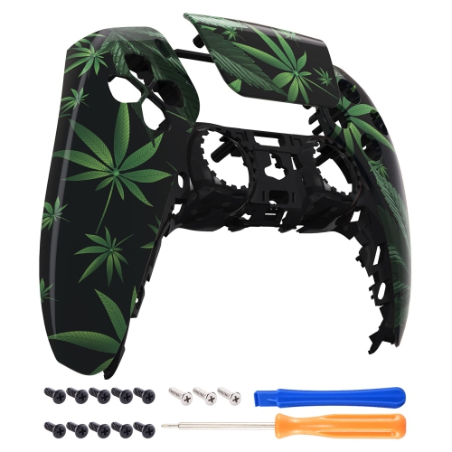 HLD  Extremerate Weeds Touchpad Front Housing Shell Compatible With Ps5 Controller Bdm-010, Diy Replacement Shell Custom to In Green