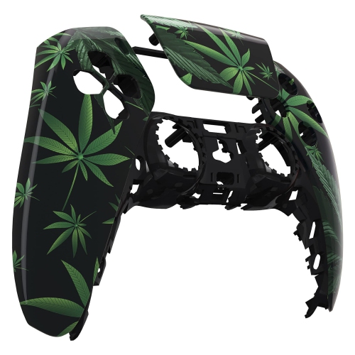 eXtremeRate Green Weeds Touchpad Front Housing Shell Compatible with ps5 Controller BDM-010, DIY Replacement Shell Custom To